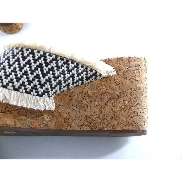 Lucky Brand Khillian open toe woven slides sandals criss cross cork wedge 9M - Picture 3 of 8